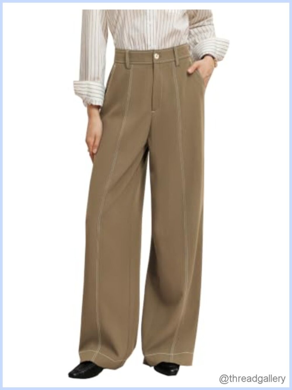 Wide Leg High Rise Dress Pants for Women Loose Palazzo Trousers